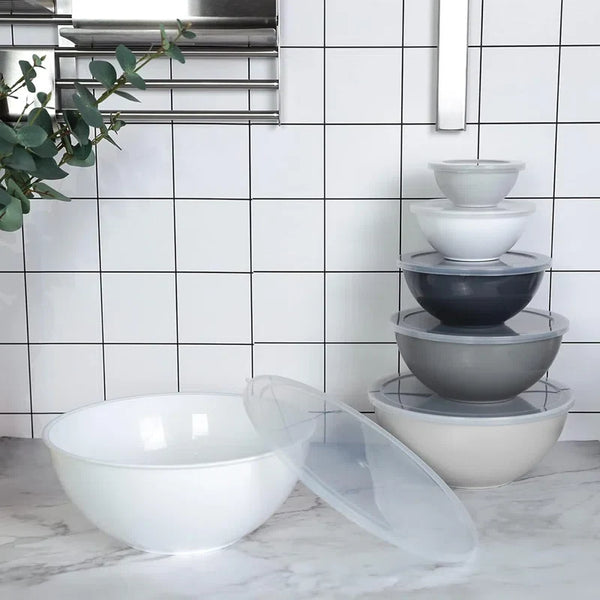 6 Pcs Nesting Bowl Set with Lid (White)
