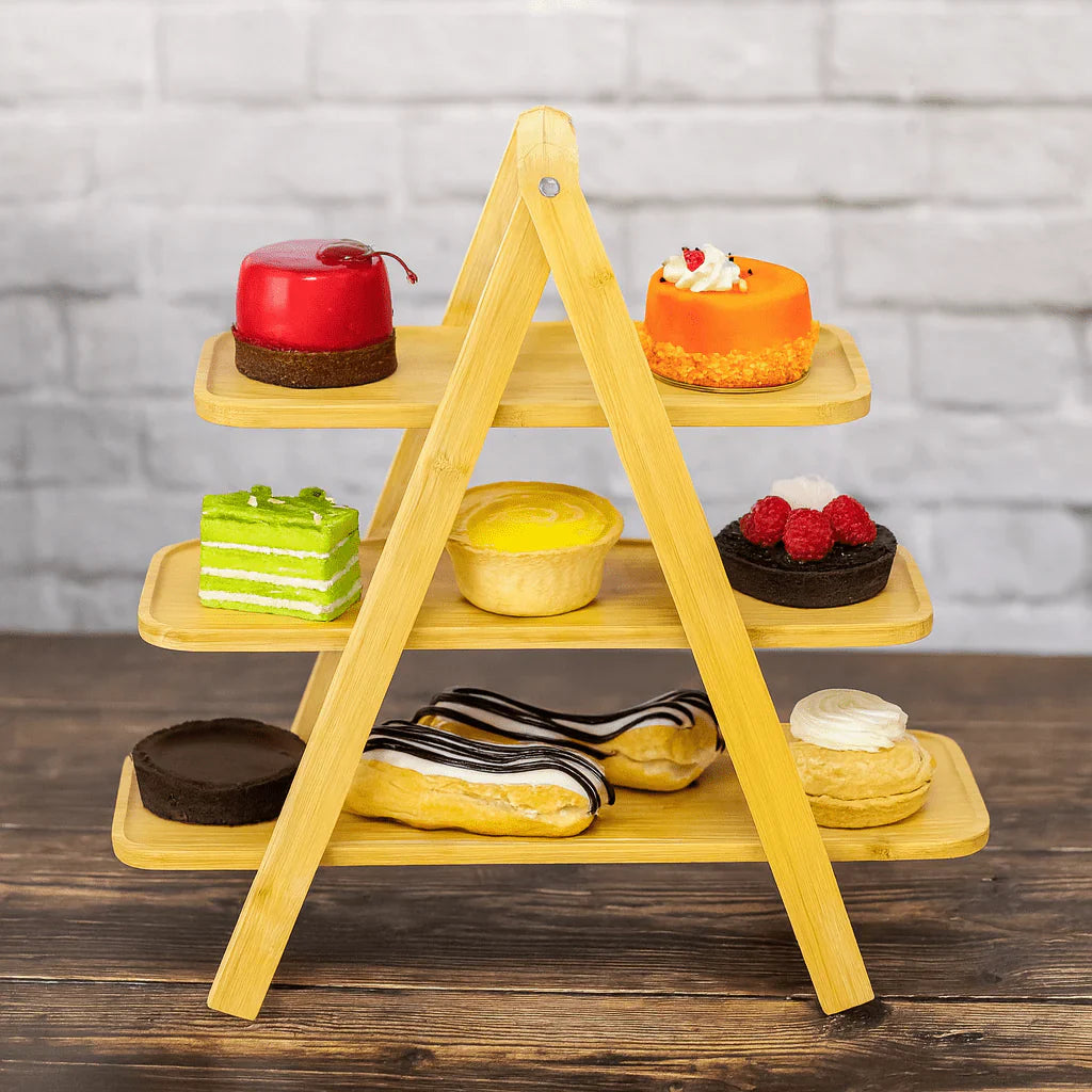 3 Tier Foldable Serving Wooden Tray