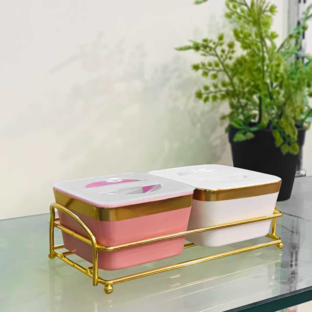 Creative Dry Fruits Tray With Lid 2 Portions