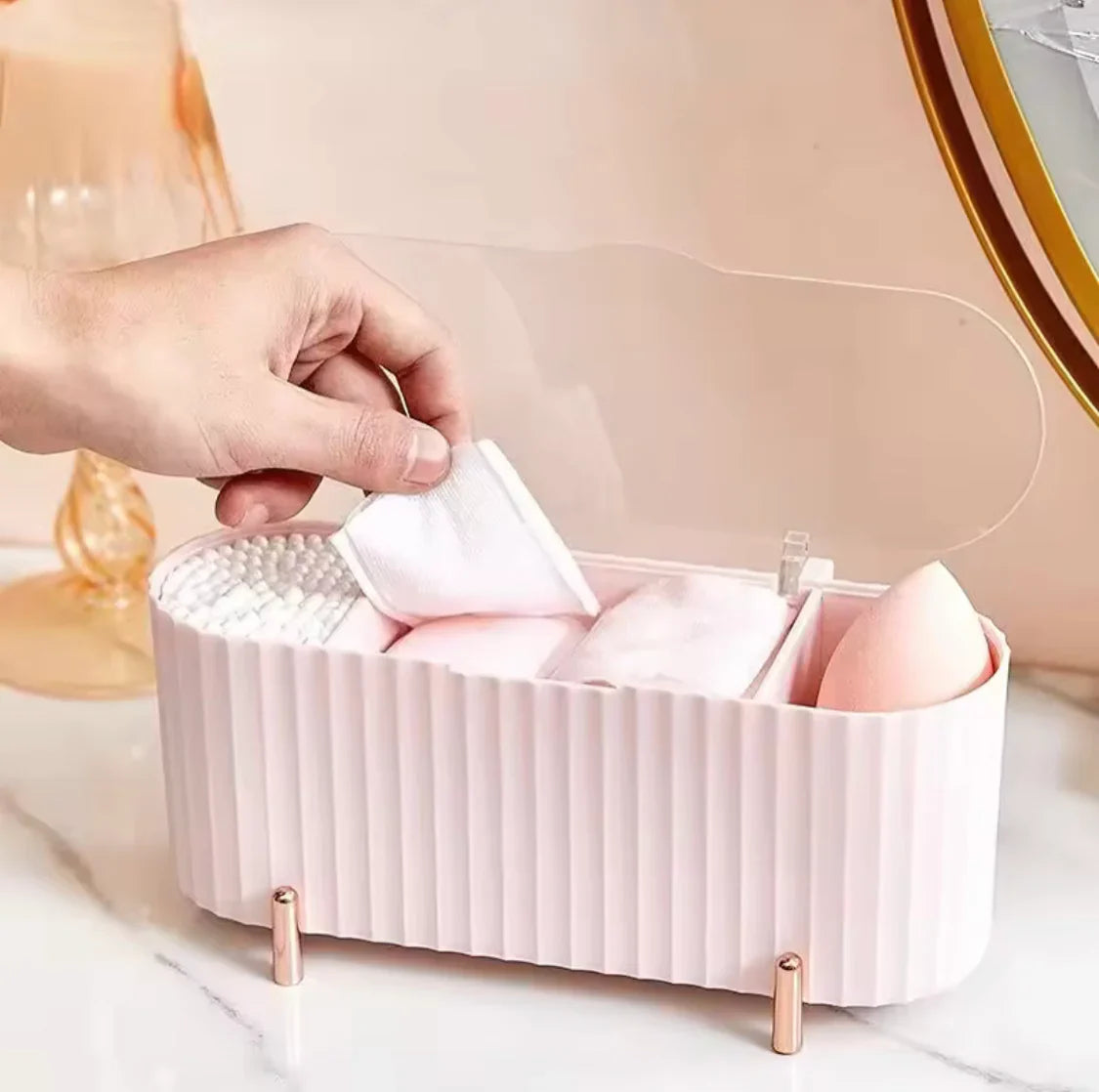 3 Slot Cotton Swab Dispenser-Pink