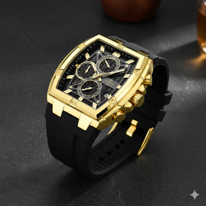REWARD VIP Gold Chronograph – Luxury Black Strap Men's Watch