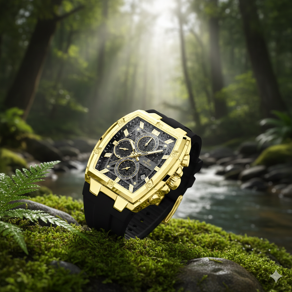 REWARD VIP Gold Chronograph – Luxury Black Strap Men's Watch