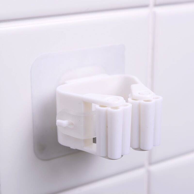 Sticky Wall mounted Mop, Pole, Spatula Holder Clip