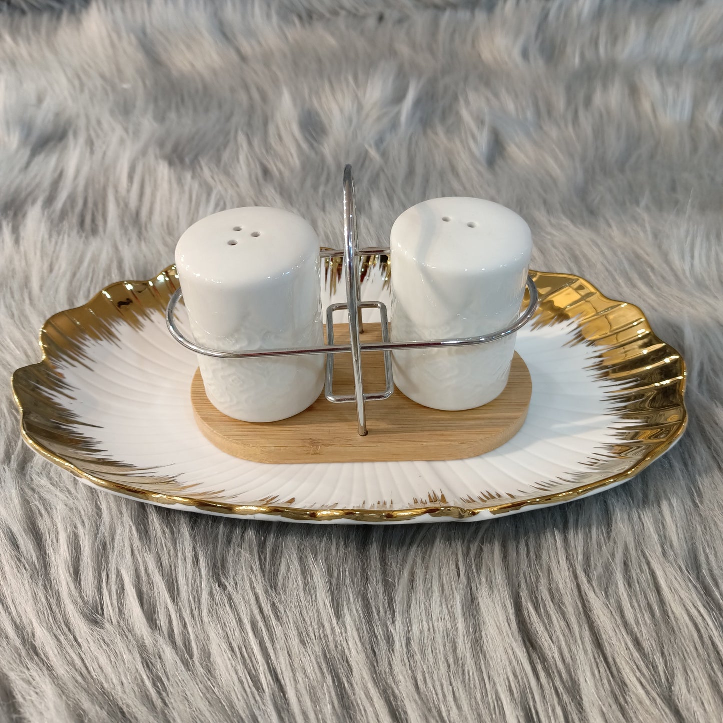 Salt & Pepper Pot With Bamboo Base