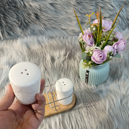 Salt & Pepper Pot With Bamboo Base