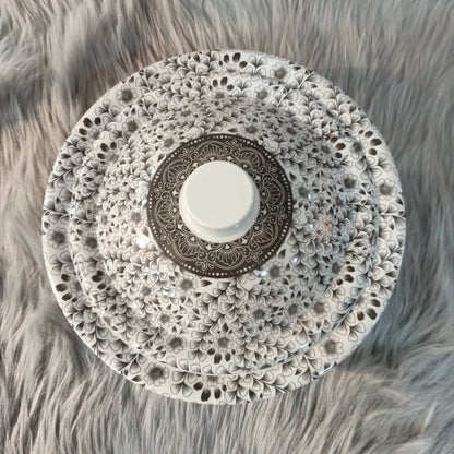 Melamine Bowl with Lid (White Flowers)