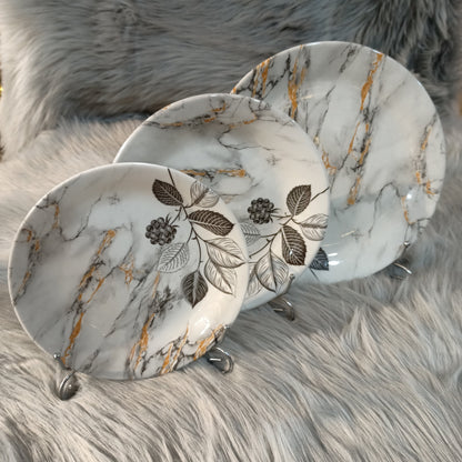 Melamine Rice Plate (Marble Leaf)