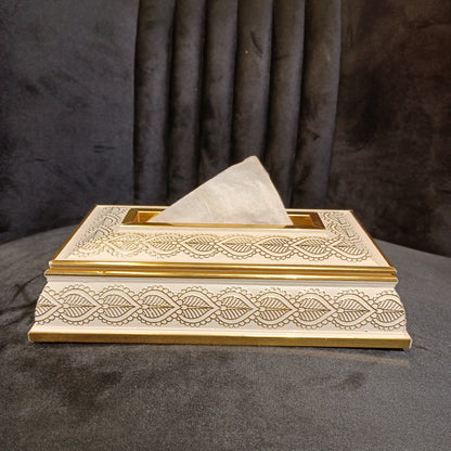 Tissue Box White&Golden