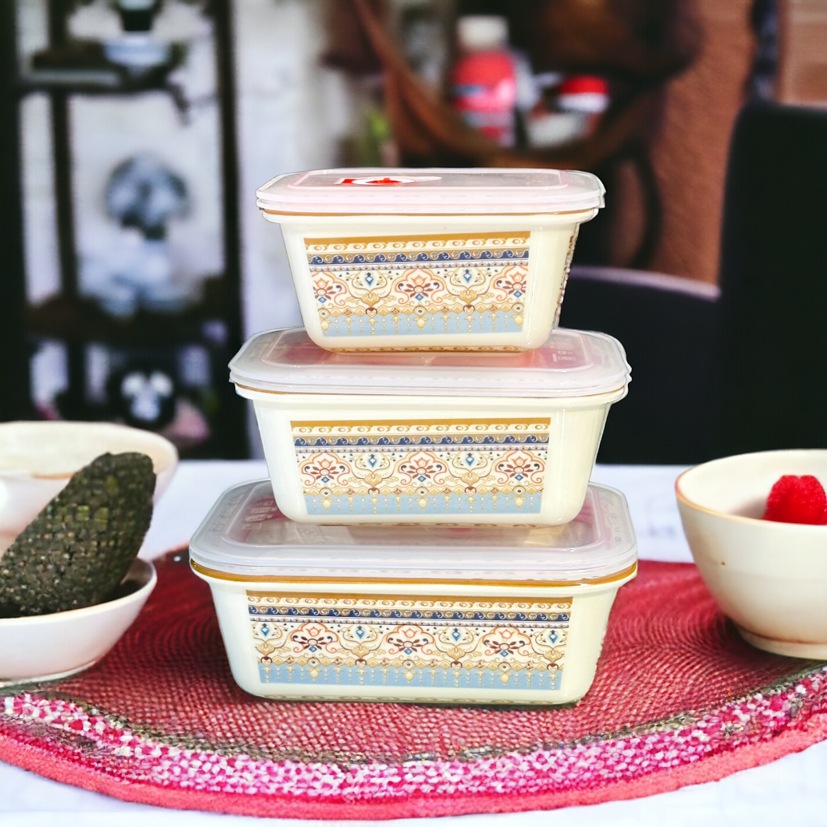 3 Pcs Air Tight Food Boxes (Rectangle)