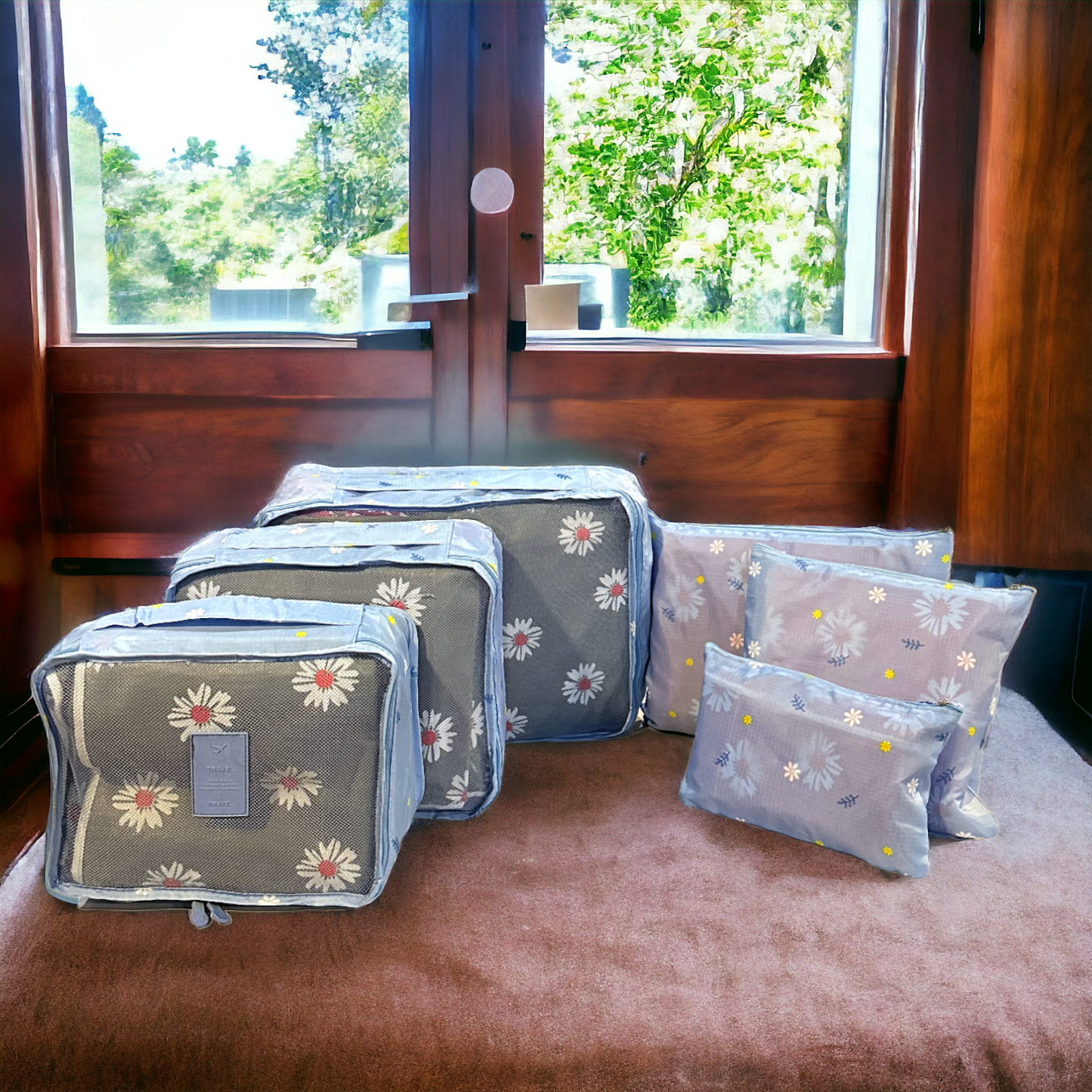 6 Pcs Waterproof Travel Storage Bag (Blue Printed )