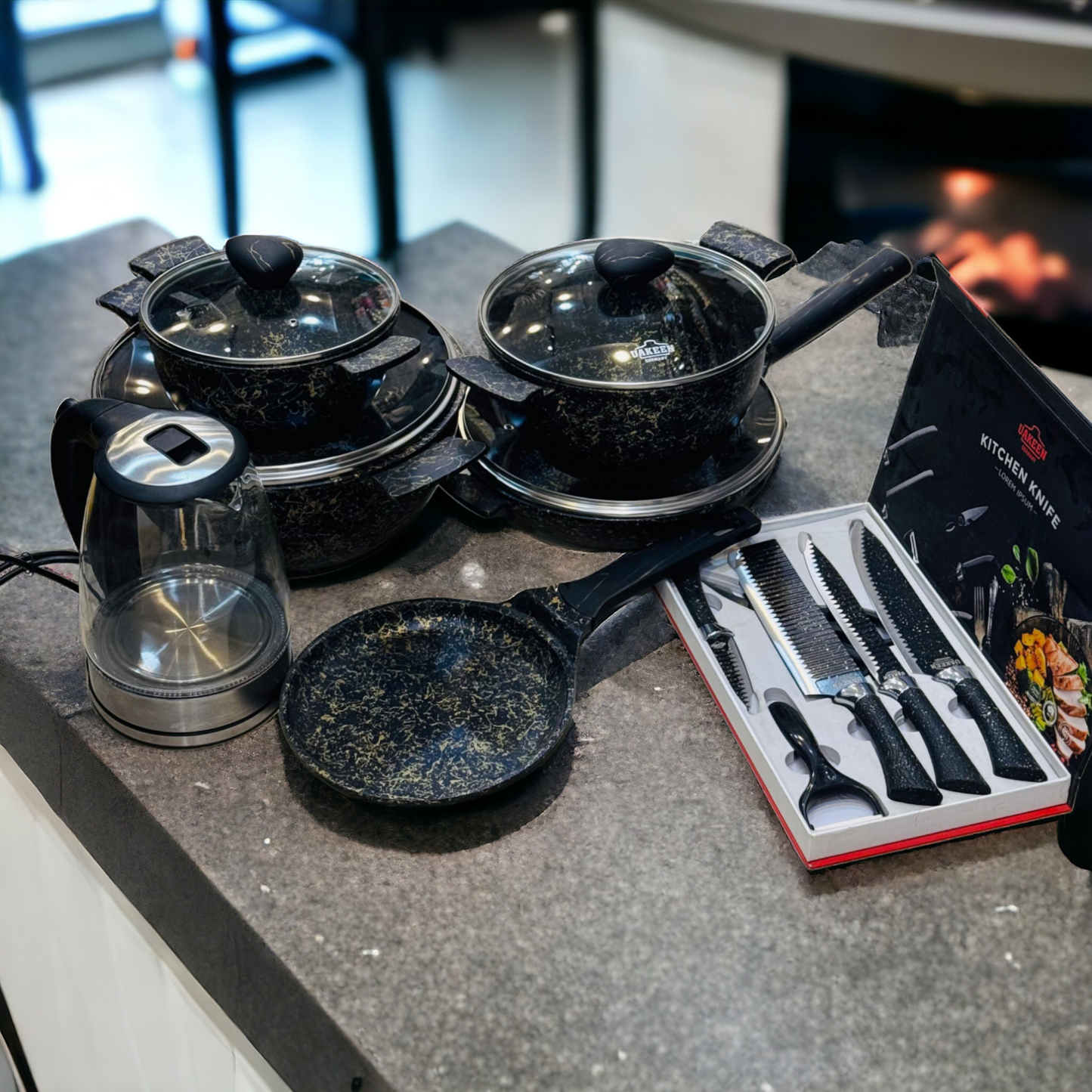 Uakeen Marble Coated Cookware Set