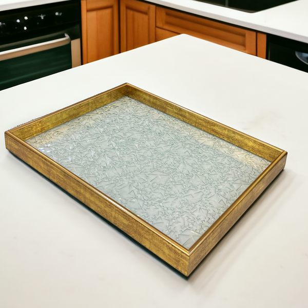 Versatile Golden Border Glass Tray-D1