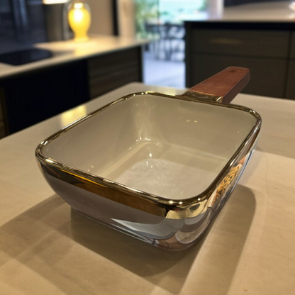 Wooden Handle Serving Dish-Grey