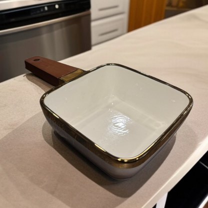 Wooden Handle Serving Dish-White