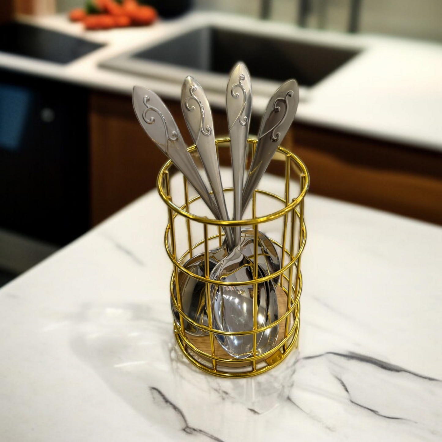 Metal Golden Spoon Holder-Round