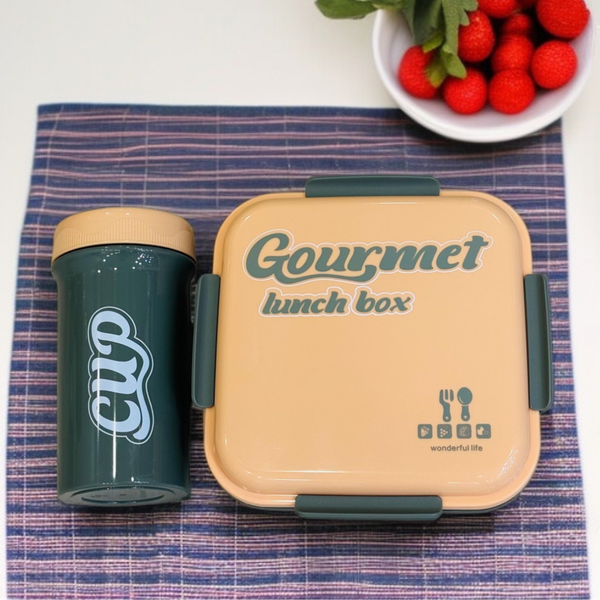 2 Compartment Lunchbox with Bottle-Green