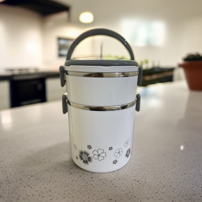 Double Layer Lunch Box-White