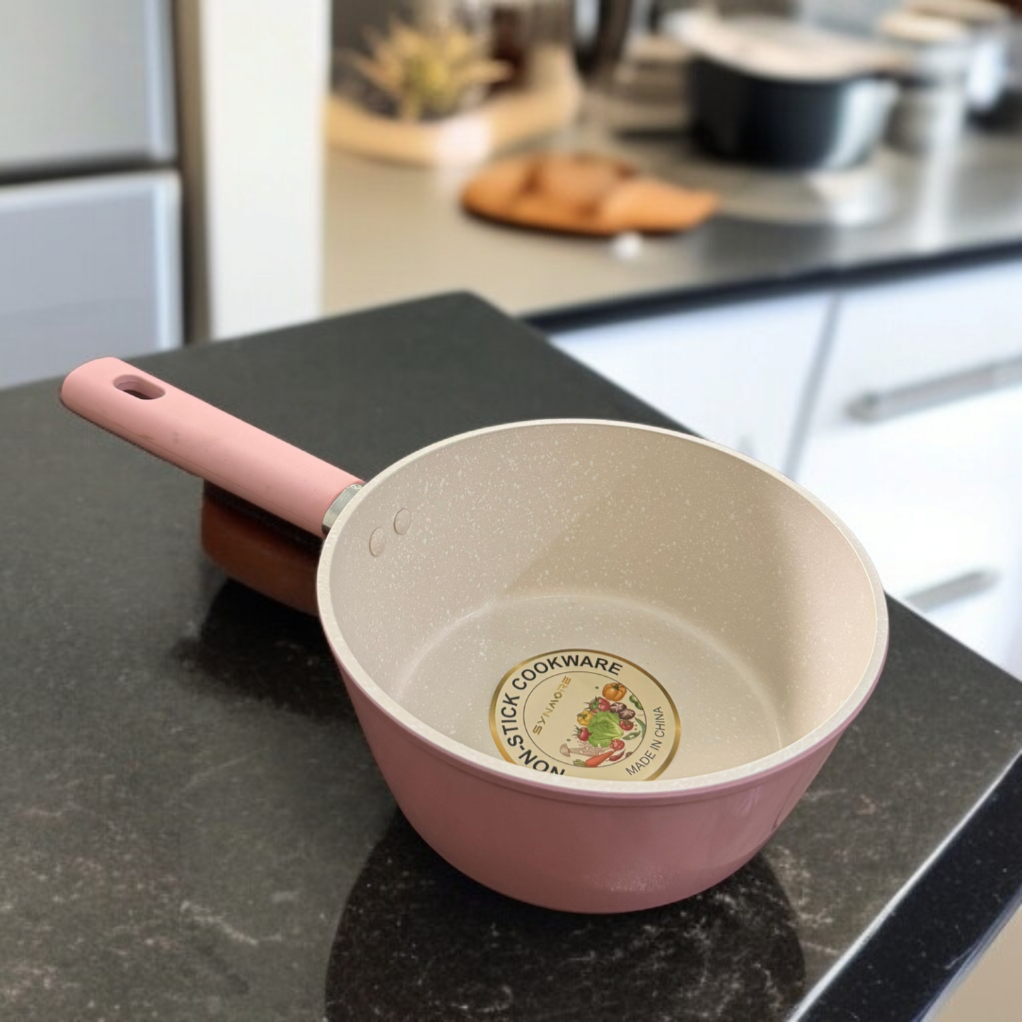 Marble Coating Sauce Pan Pink-18cm