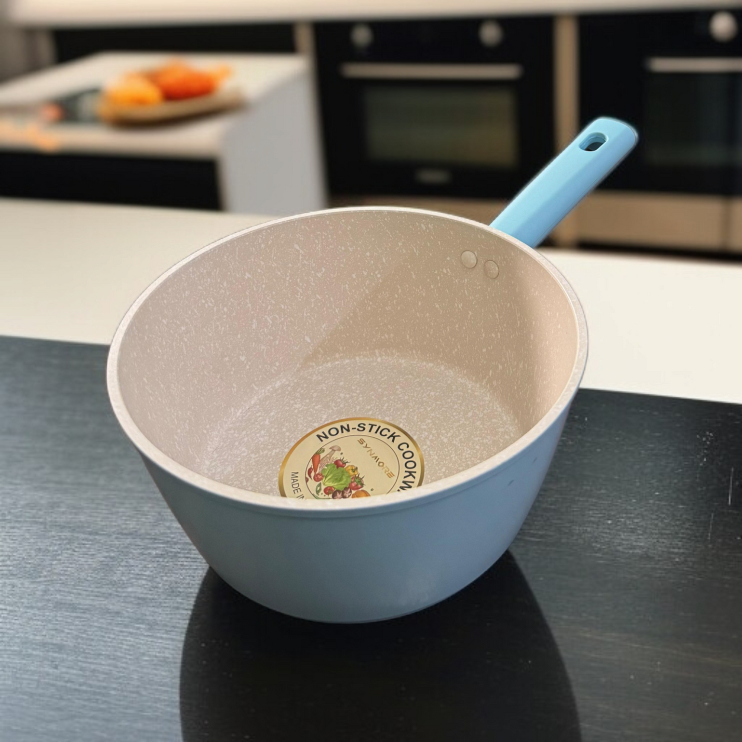 Marble Coating Sauce Pan Skyblue-16cm