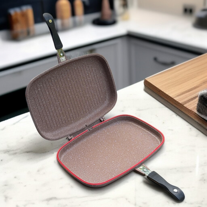 Double Sided Grill Pan Mahroon-40cm