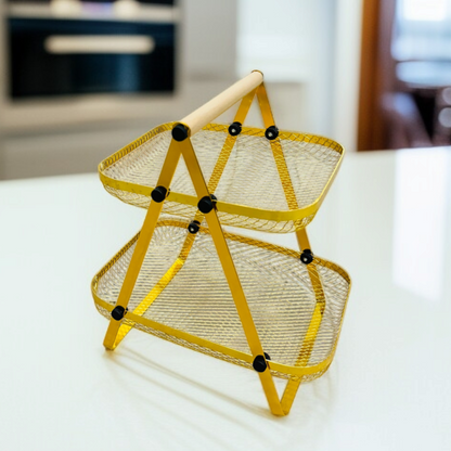 2 Tier Golden Fruit Basket