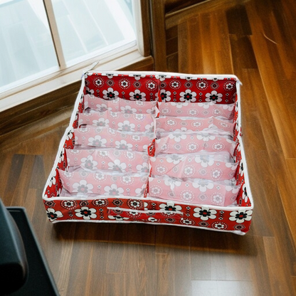 12 Pair Dust Proof  shoe organizing Zipper  Bag(Ajrak Red)