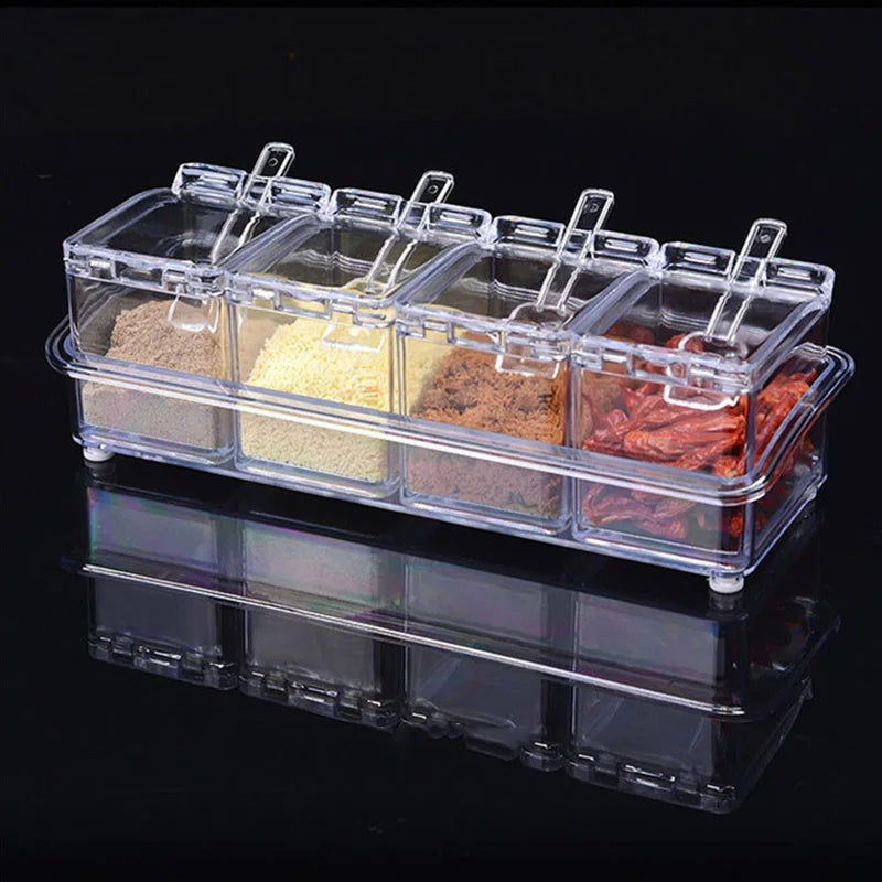 4 Flavors Transparent Spice Jar