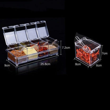 4 Flavors Transparent Spice Jar