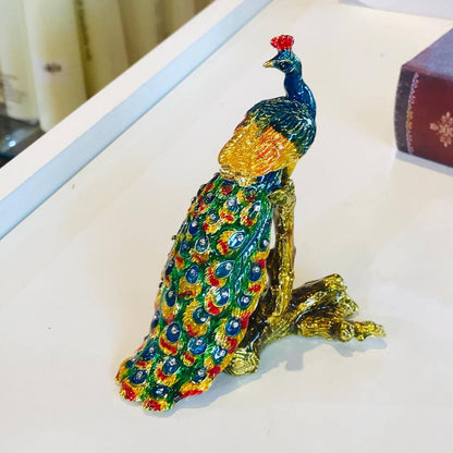 Metal Pecock Figurines For jewelry Storage
