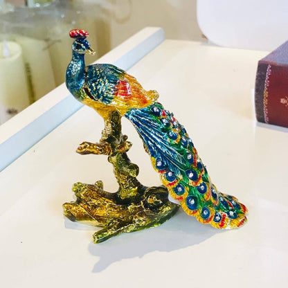 Metal Pecock Figurines For jewelry Storage