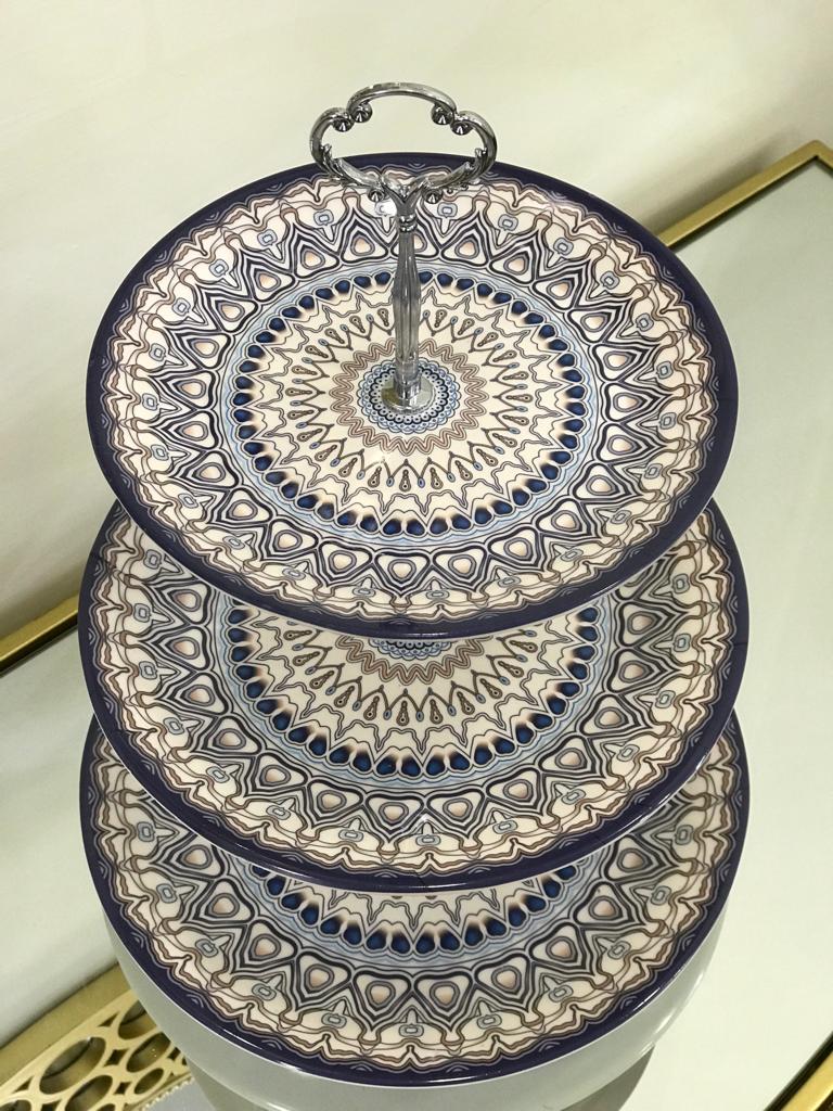 3 Tier Melamine Floral Serving Tray