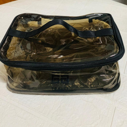 Stylish Transparent Makeup Box (Light Brown)