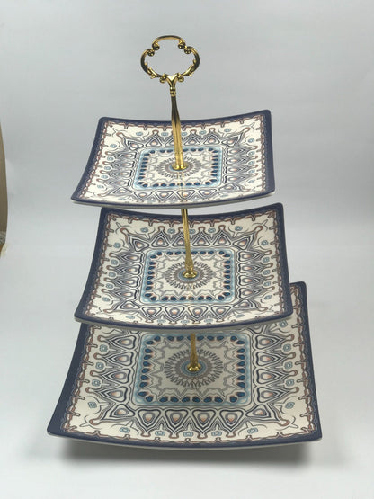 3 Tier Malamine Floral Serving Tray
