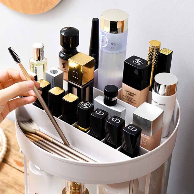 DRESSING TABLE ORGANIZER WITH 2 ROTATING JEWELRY DRAWERS