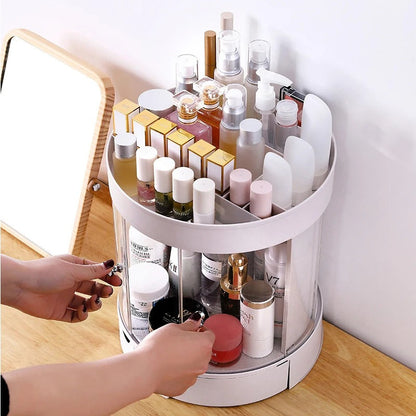 DRESSING TABLE ORGANIZER WITH 2 ROTATING JEWELRY DRAWERS