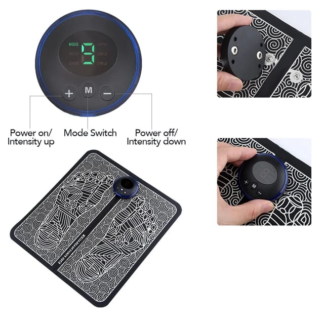 EMS Foot Massager Mat Portable Folding Feet Massage Pad USB Rechargeable