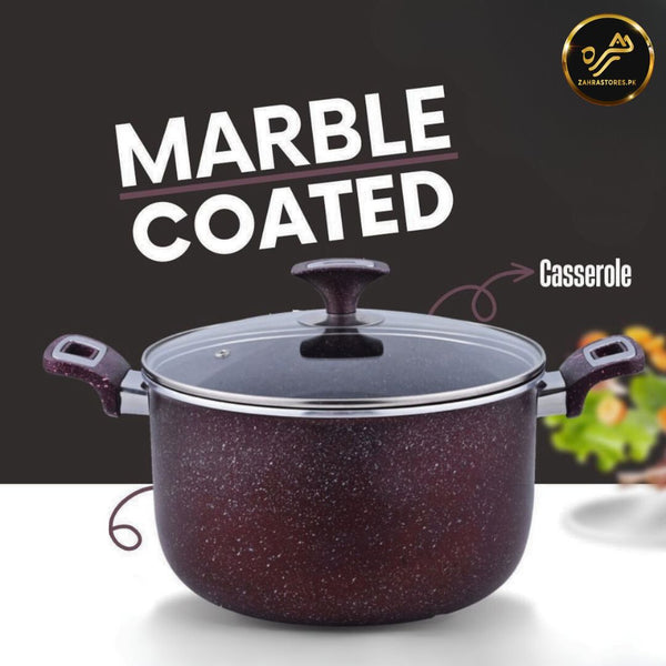 XELENT Marble Coated Casserole-26cm (Mehroon)