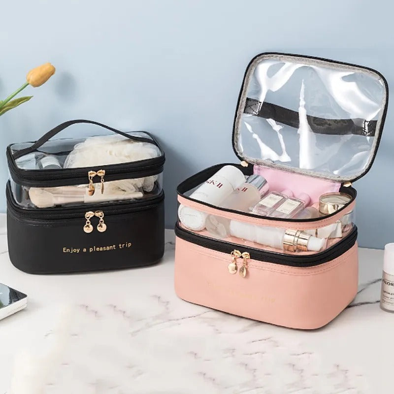 Double Layer Cosmetic Pouch-Pink