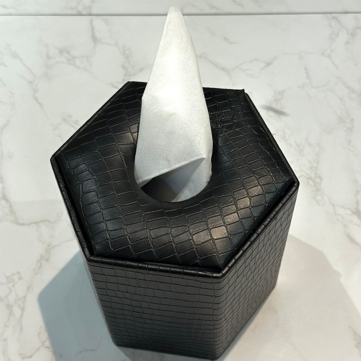 Leather Tissue Box Round -D1