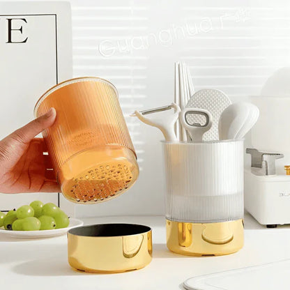 3 Grid Kitchen Utensils Holder-Brown