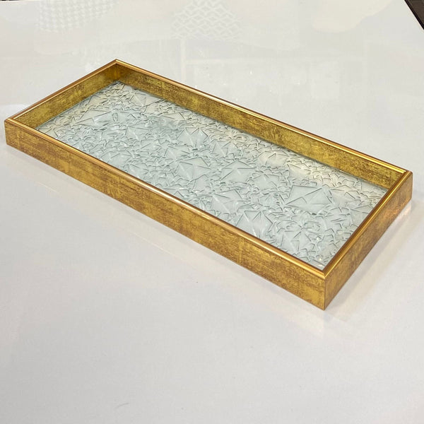 Versatile Golden Border Glass Tray-D1