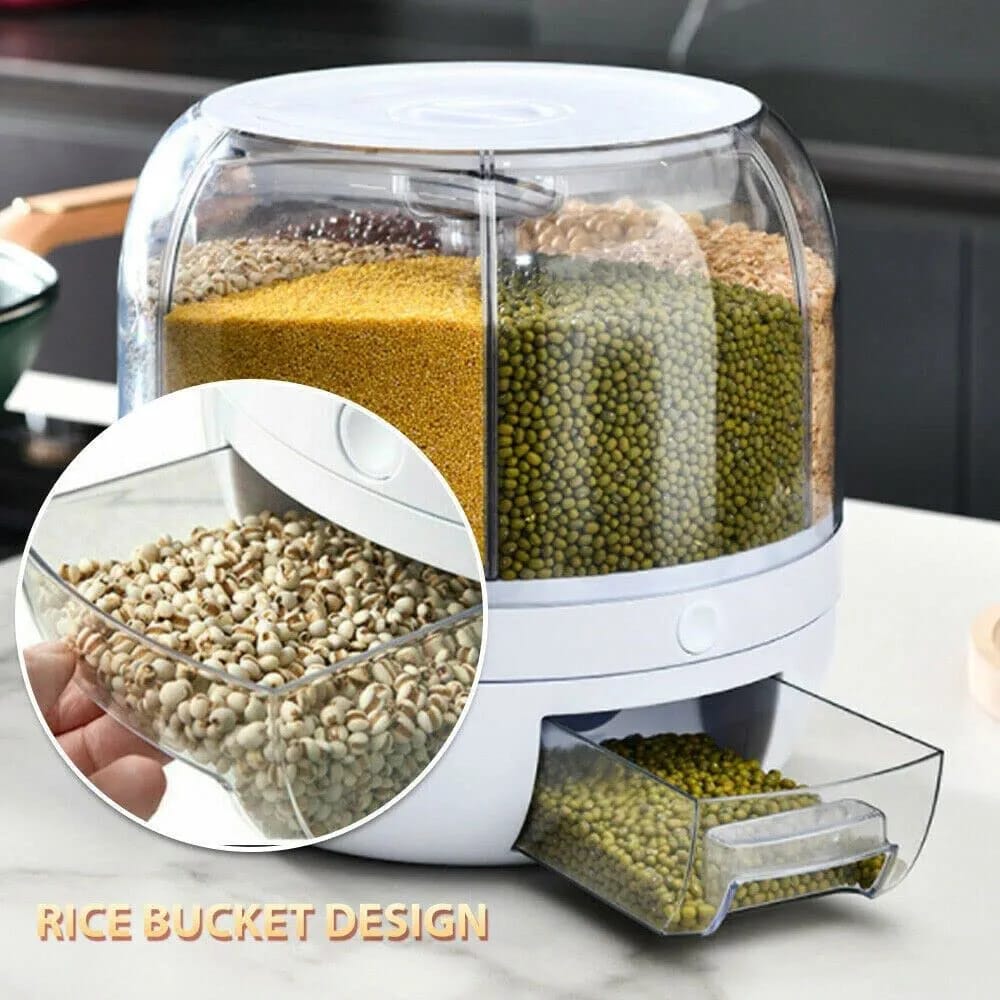6 Compartment Grain Storage Dispenser White-M