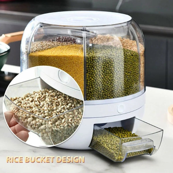 6 Compartment Grain Storage Dispenser White-M