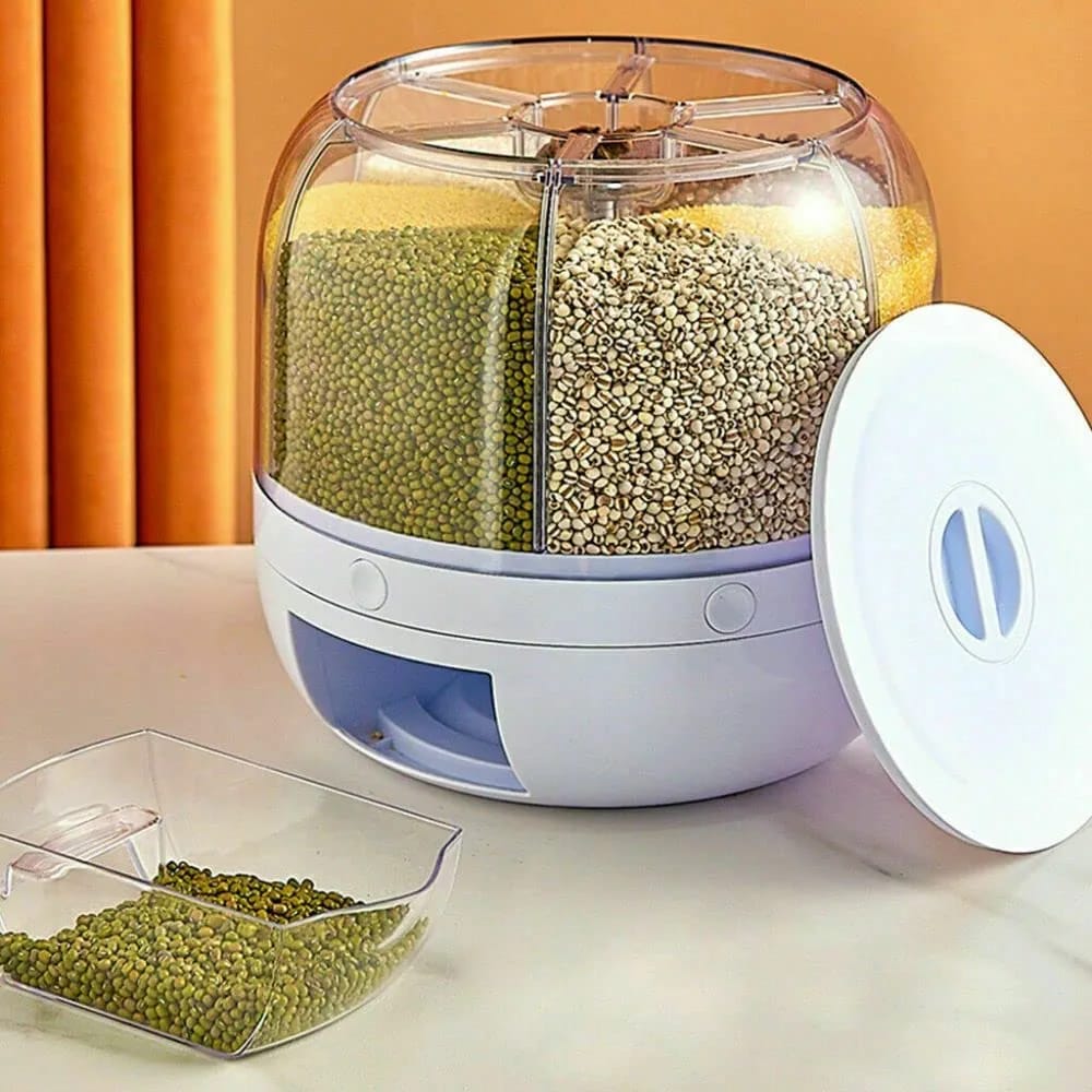 6 Compartment Grain Storage Dispenser White-M