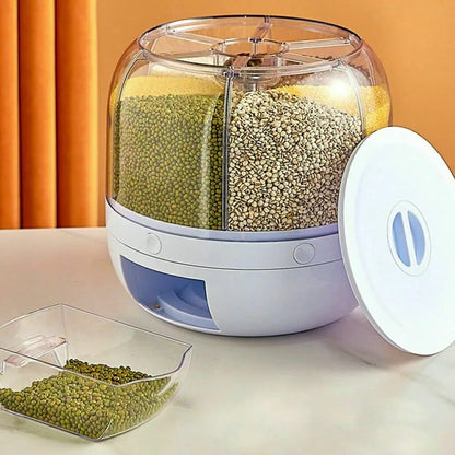 6 Compartment Grain Storage Dispenser White-M