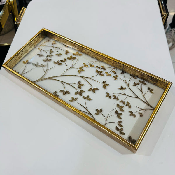 Golden Border Glass Tray (35x15cm) -D1
