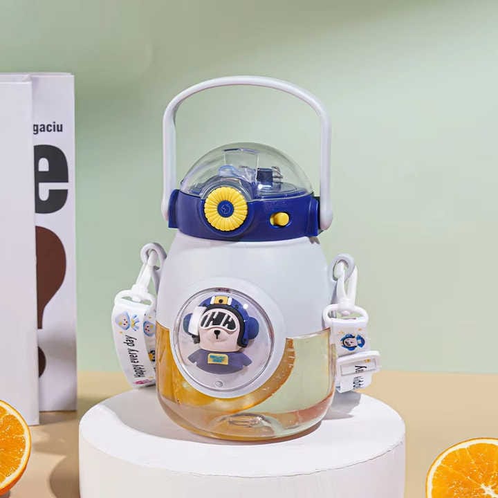 Leak proof Cartoon Water Bottle with Straw