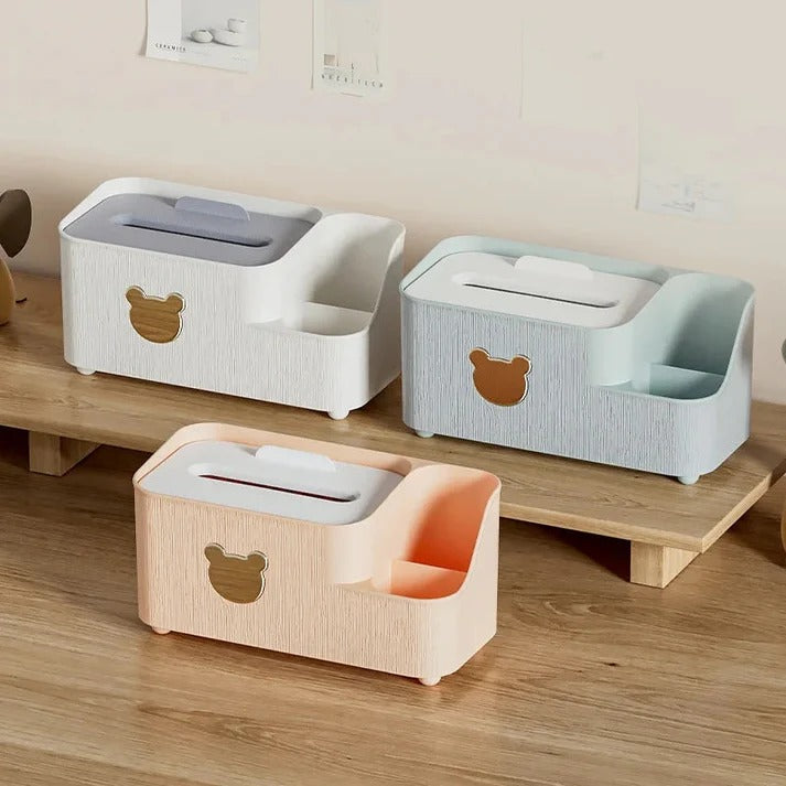 Bear Design Desktop Tissue Storage Box-Grey