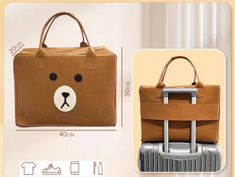 Large Capacity Cartoon Printed Bag-Brown