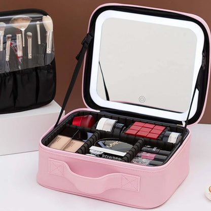 Portable Lighted Makeup Organizer-Pink